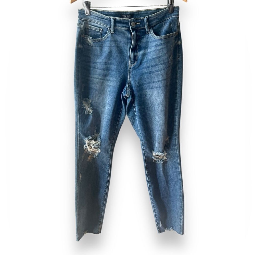 Judy Blue Relaxed Fit Distressed Jeans Size‎ 7/28 Light Wash Ripped Stretch